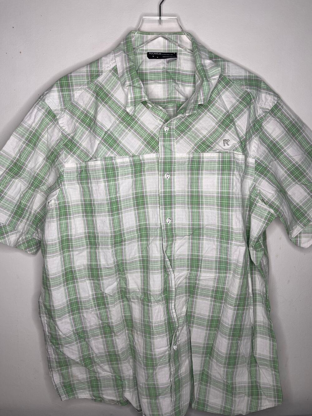 Rocawear Vintage Y2K Plaid Short Sleeve Button Up Collared Shirt, Men's Size 2XL